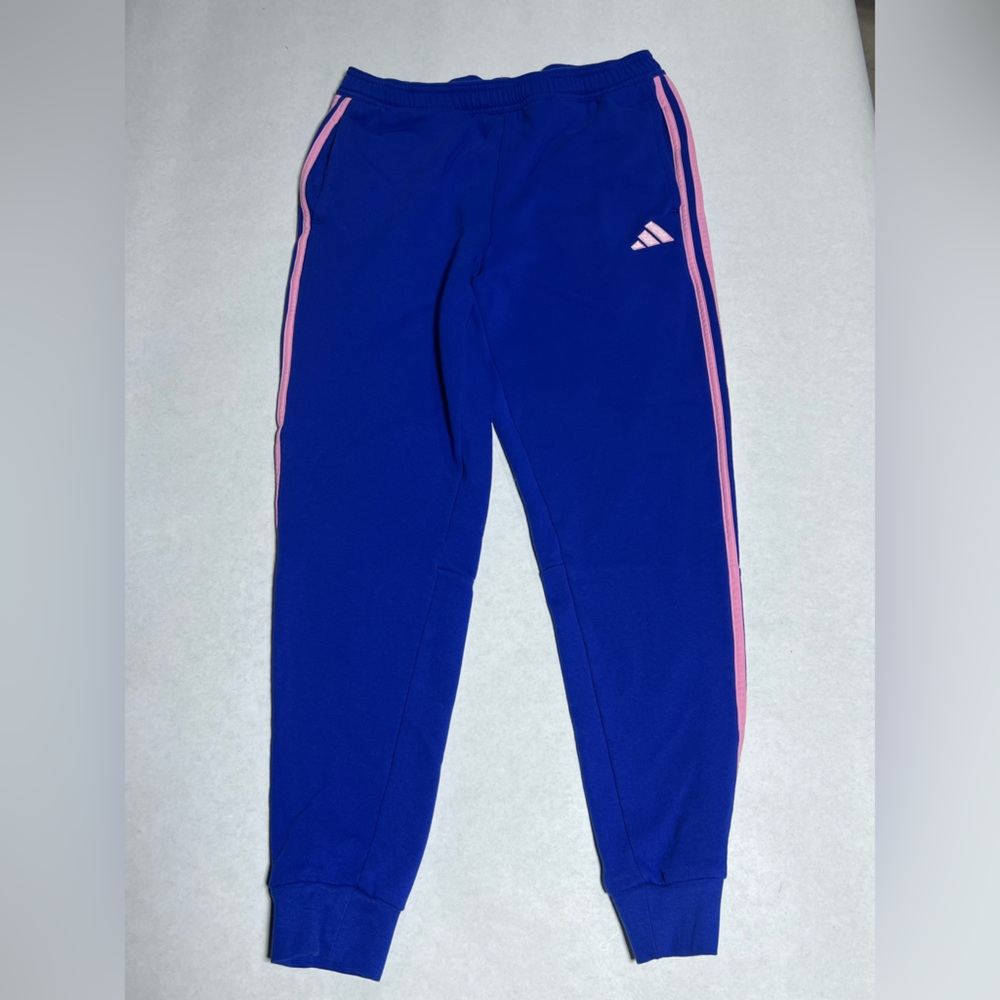 Blue and pink Adidas jogger style sweats size medium.